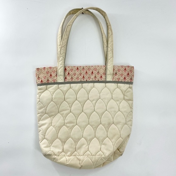 Cinda B Nylon Quilted Neutral Cream Bucket Tote Bag Made‎ in USA Casual Everyday - Picture 3 of 8